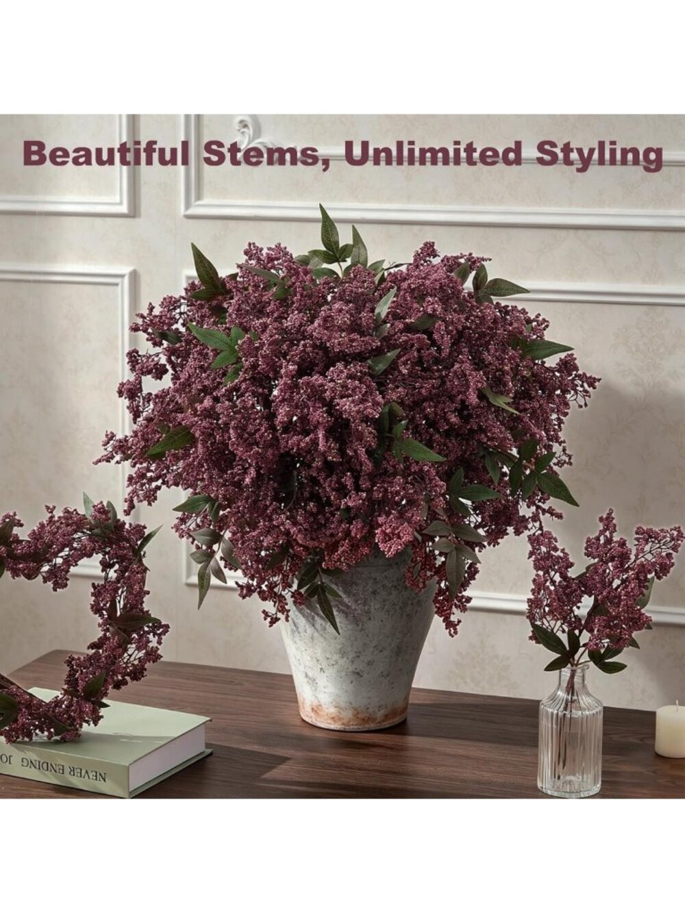 6 Pcs 17" Realistic Berry Stems & Nandina Branches for Fall Home Decor - Picture 3 of 9